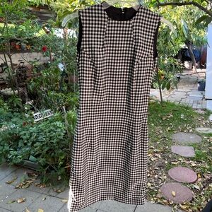 Black and White Gingham Sheath Dress - Classic Sleeveless Shift